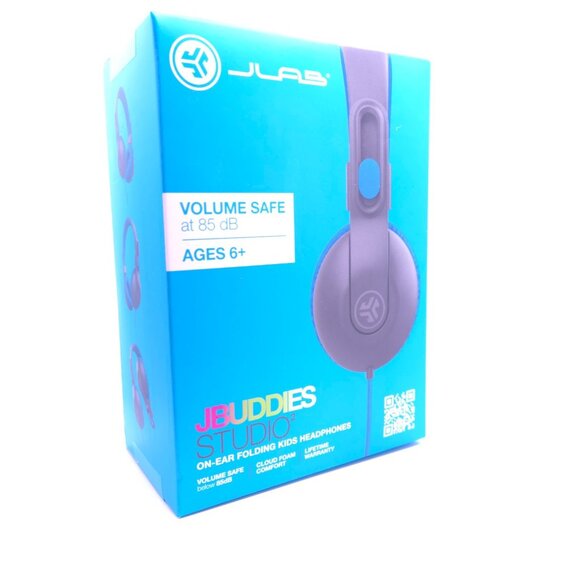 JLAB JBuddies Studio 2 On-Ear Folding Kids Headphones Grey/Blue - New Sealed - Picture 3 of 8